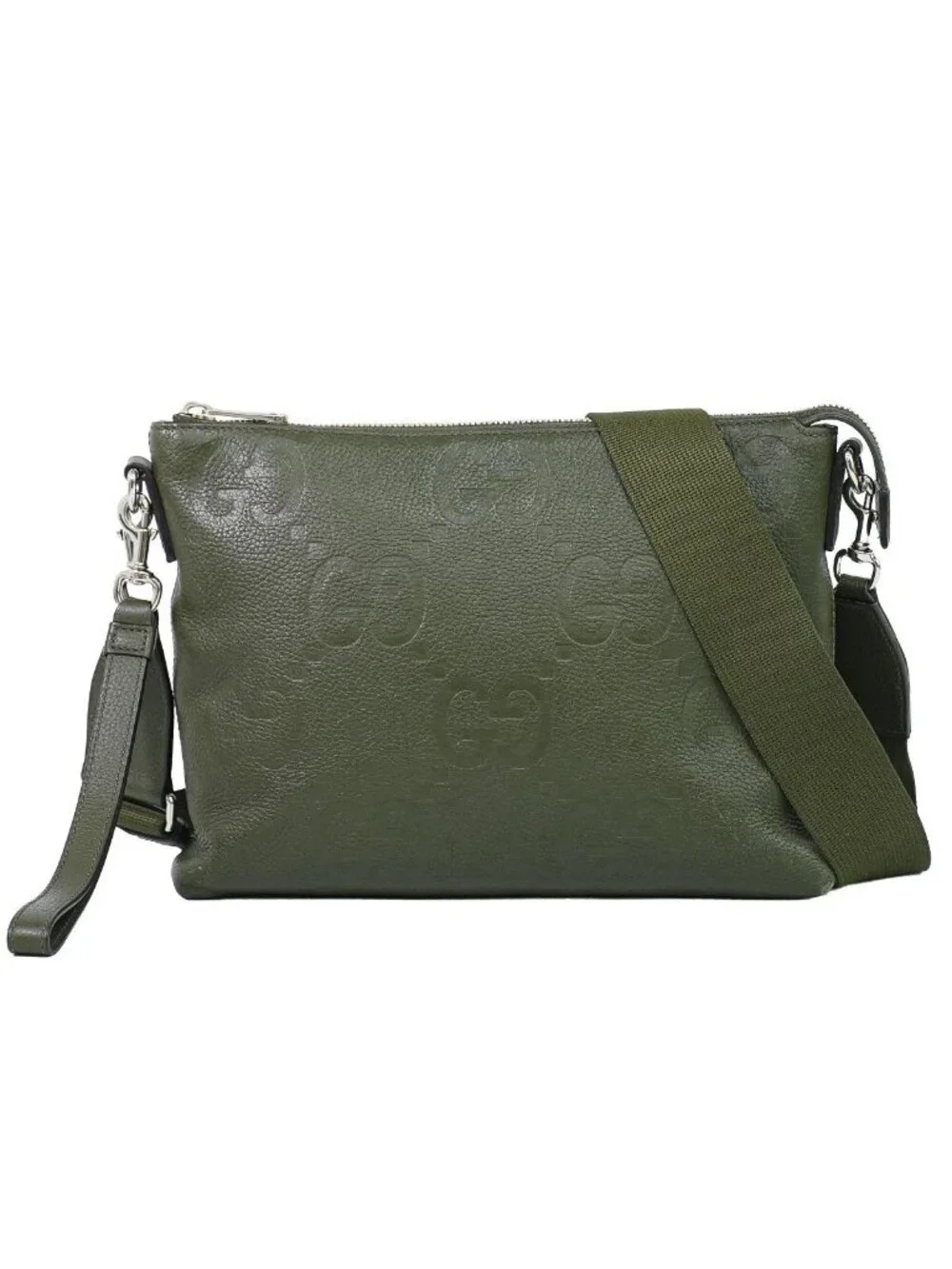 Gucci Jumbo GG Medium Messenger Bag Leather Khaki